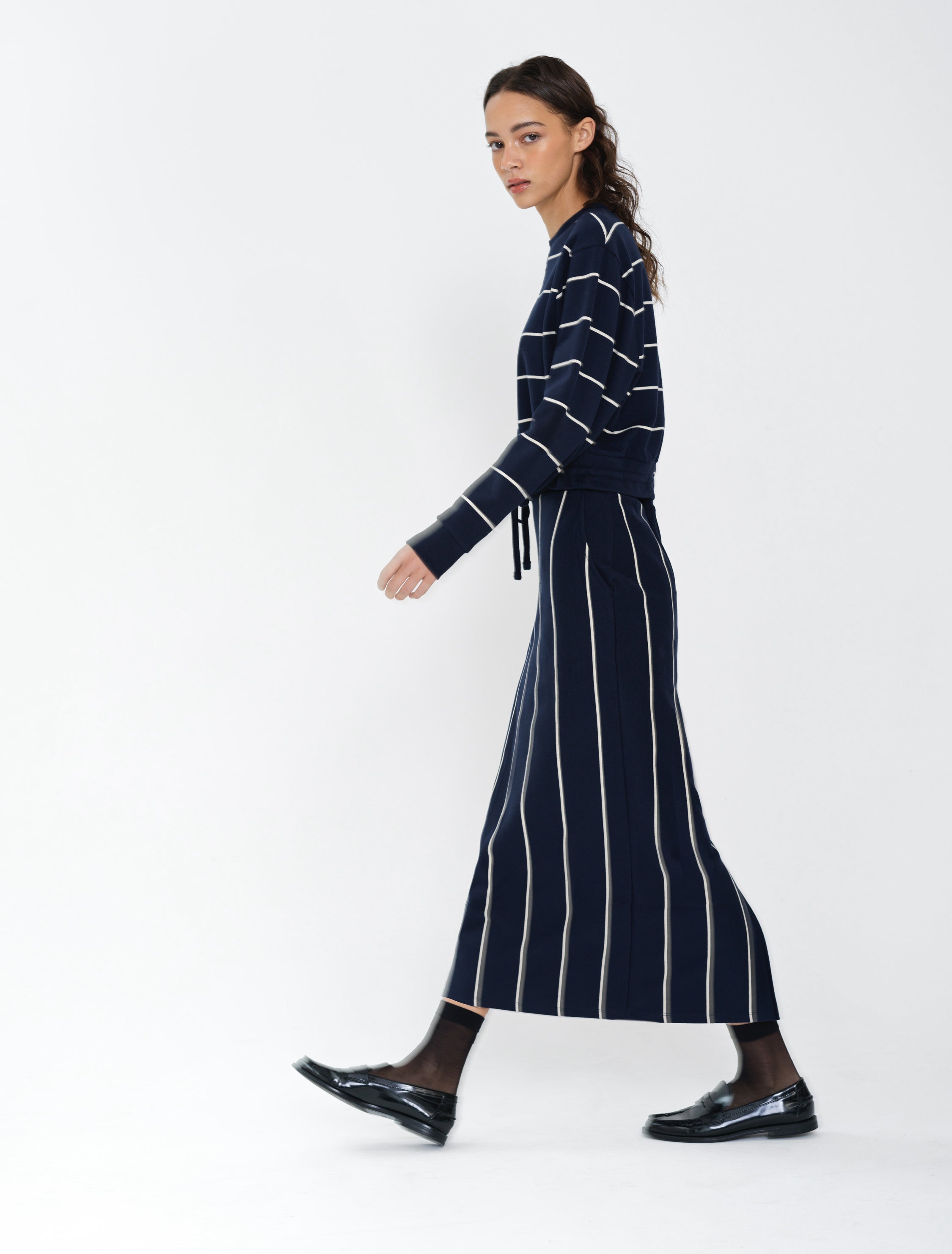 Sunday Sweat Striped Drawstring Cropped Jumper