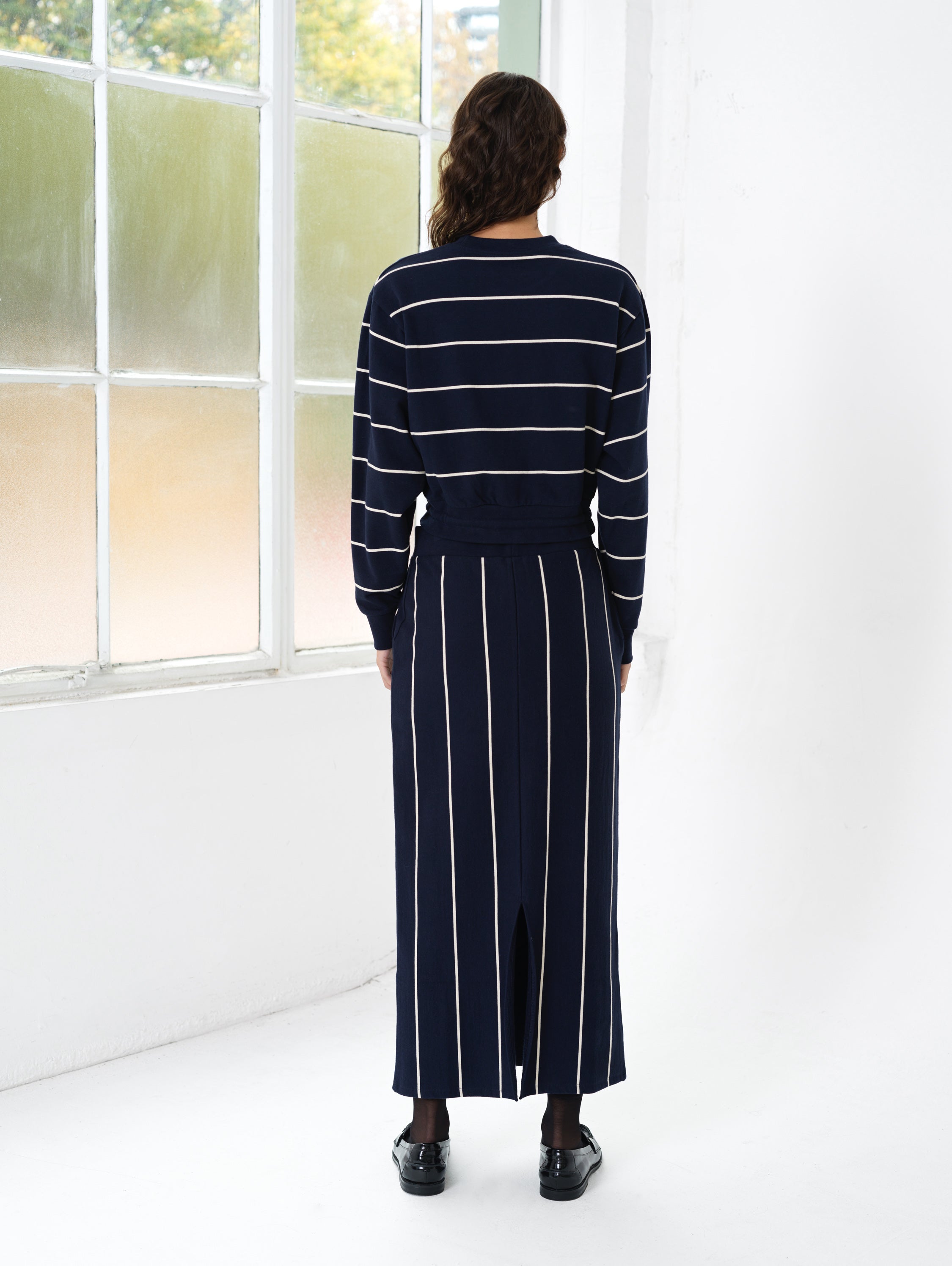 Sunday Sweat Striped Drawstring Cropped Jumper