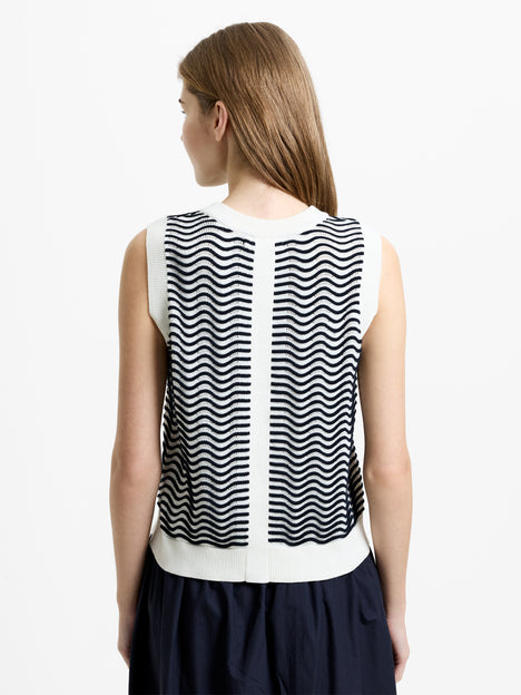 London Sleeveless Wave Knit Jumper