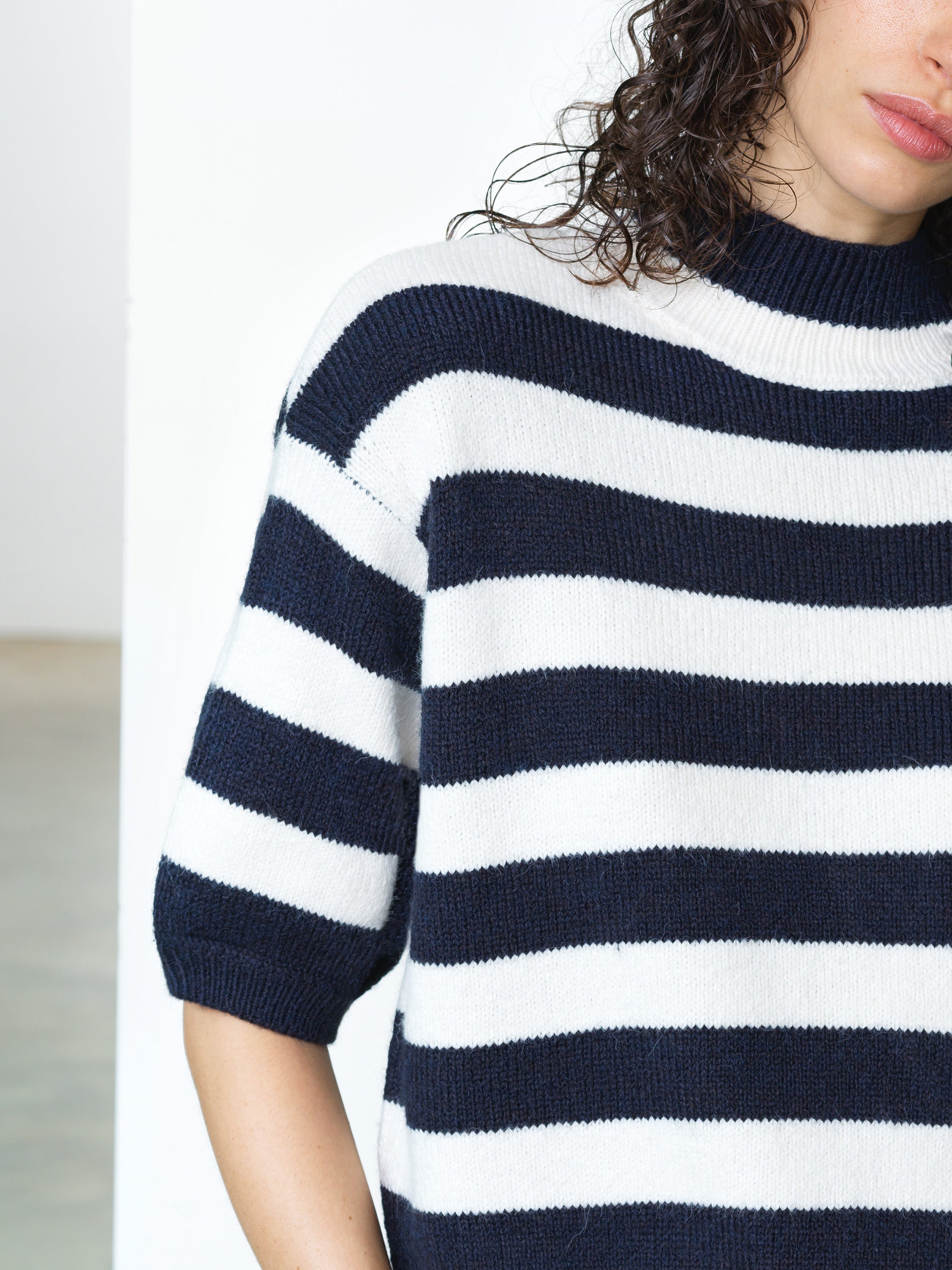Larisa Knit Short Sleeve Monochrome Striped Jumper