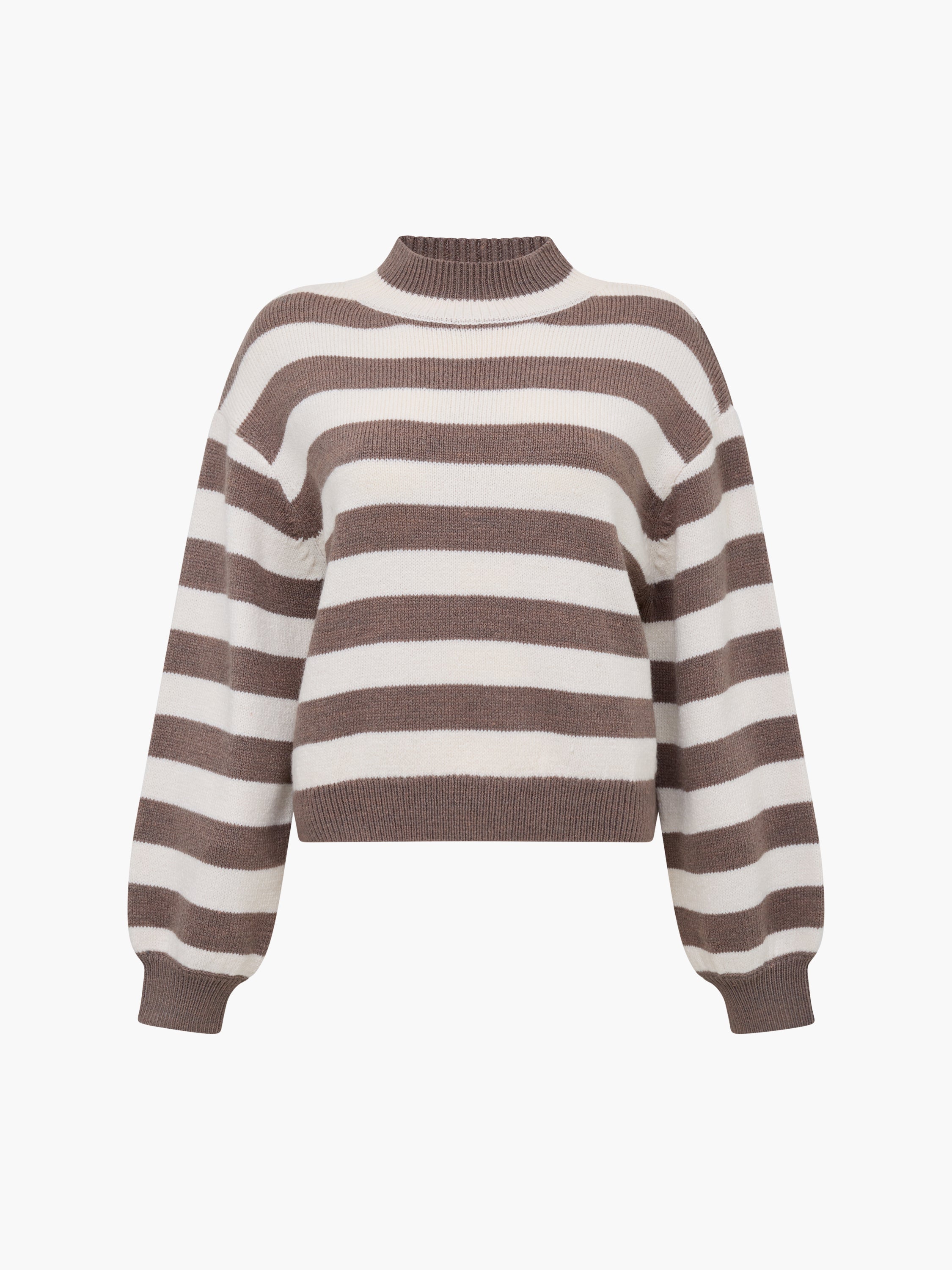 Larisa Knit Mock Neck Taupe Striped Jumper