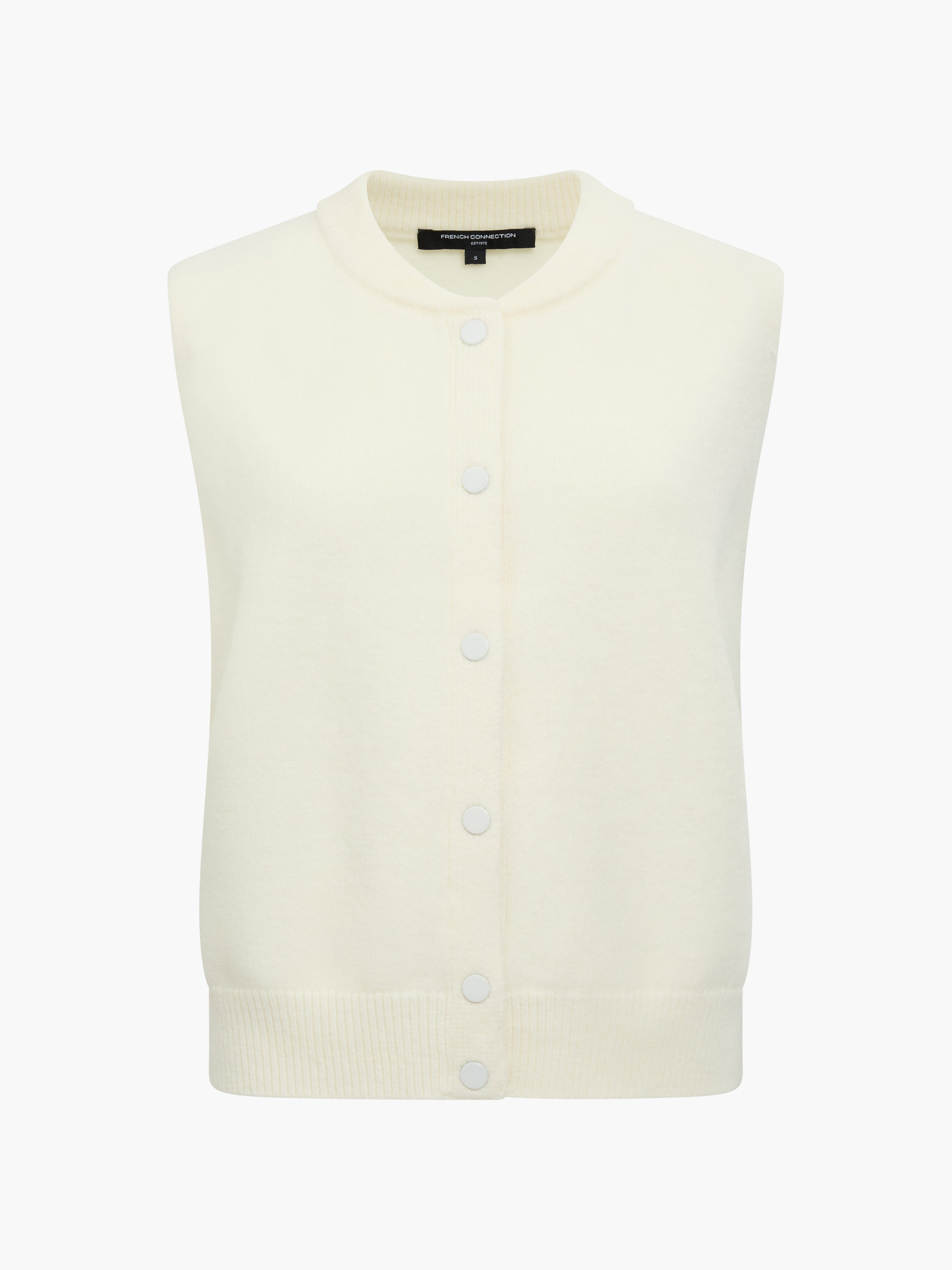 Shae Knit Sleeveless White Bomber Vest