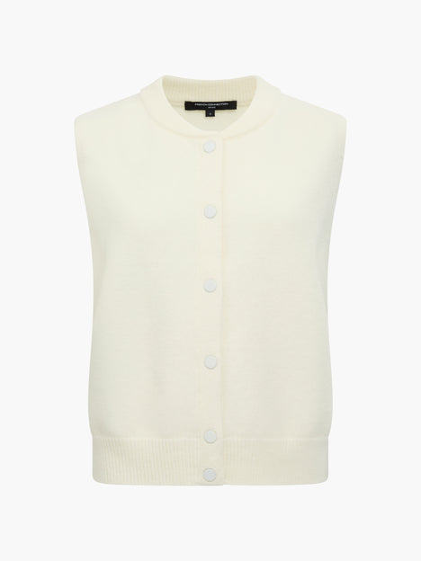 Shae Knit Sleeveless White Bomber Vest
