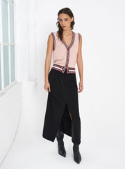 Junie Knit Button Through Striped Vest