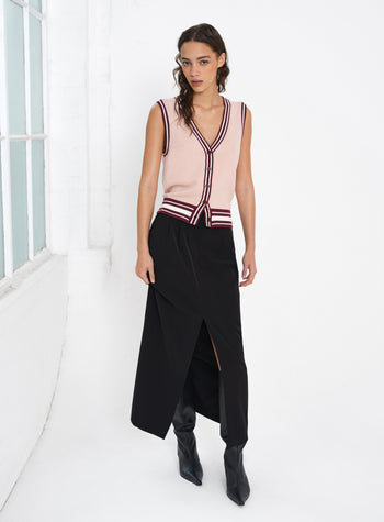 Junie Knit Button Through Striped Vest
