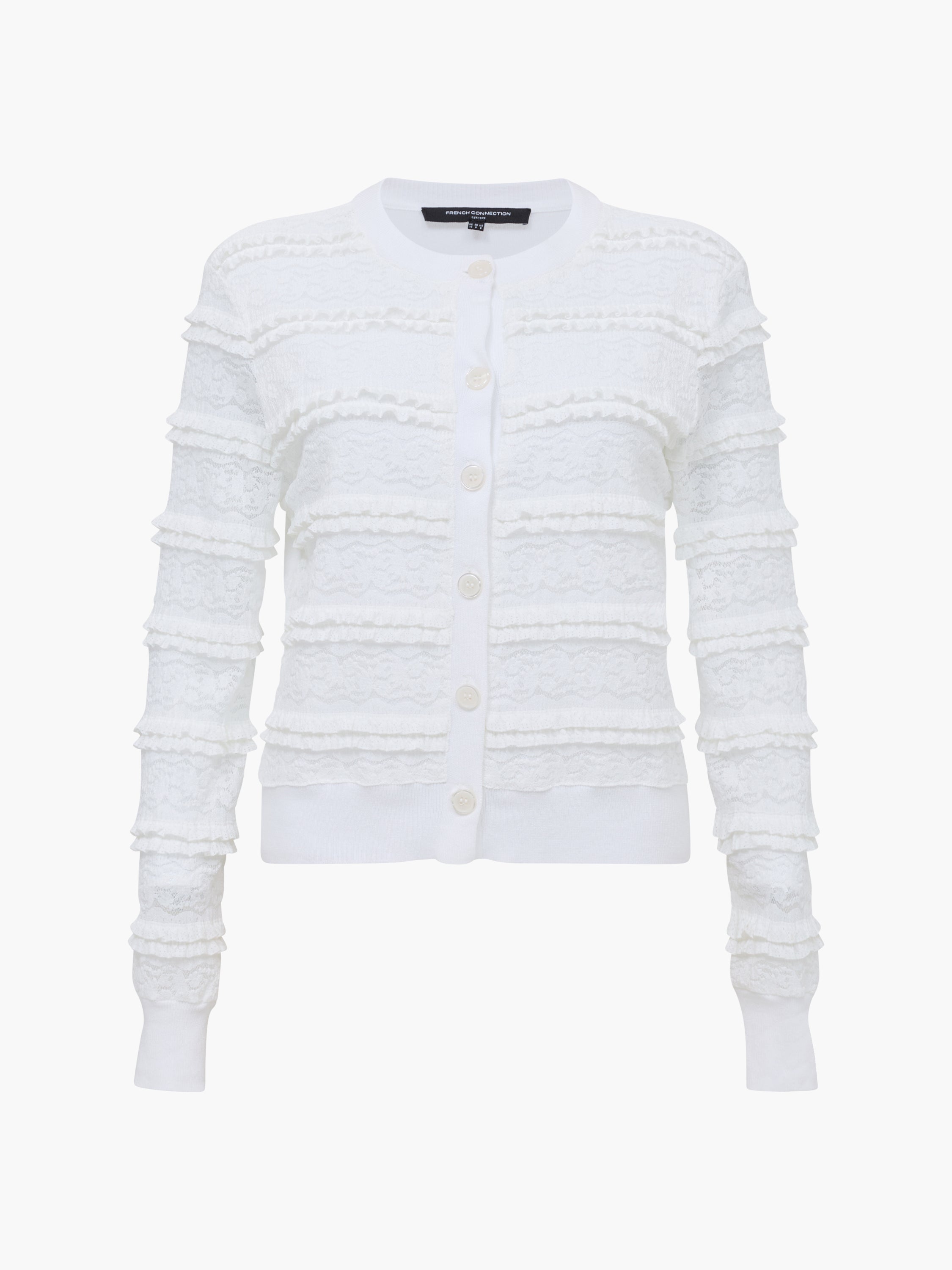 Krista Lace Mix Button-Up White Cardigan