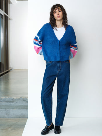 Monroe Knit Multicolour Striped Sleeve Cardigan