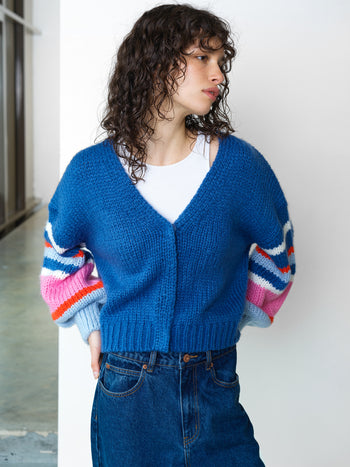 Monroe Knit Multicolour Striped Sleeve Cardigan