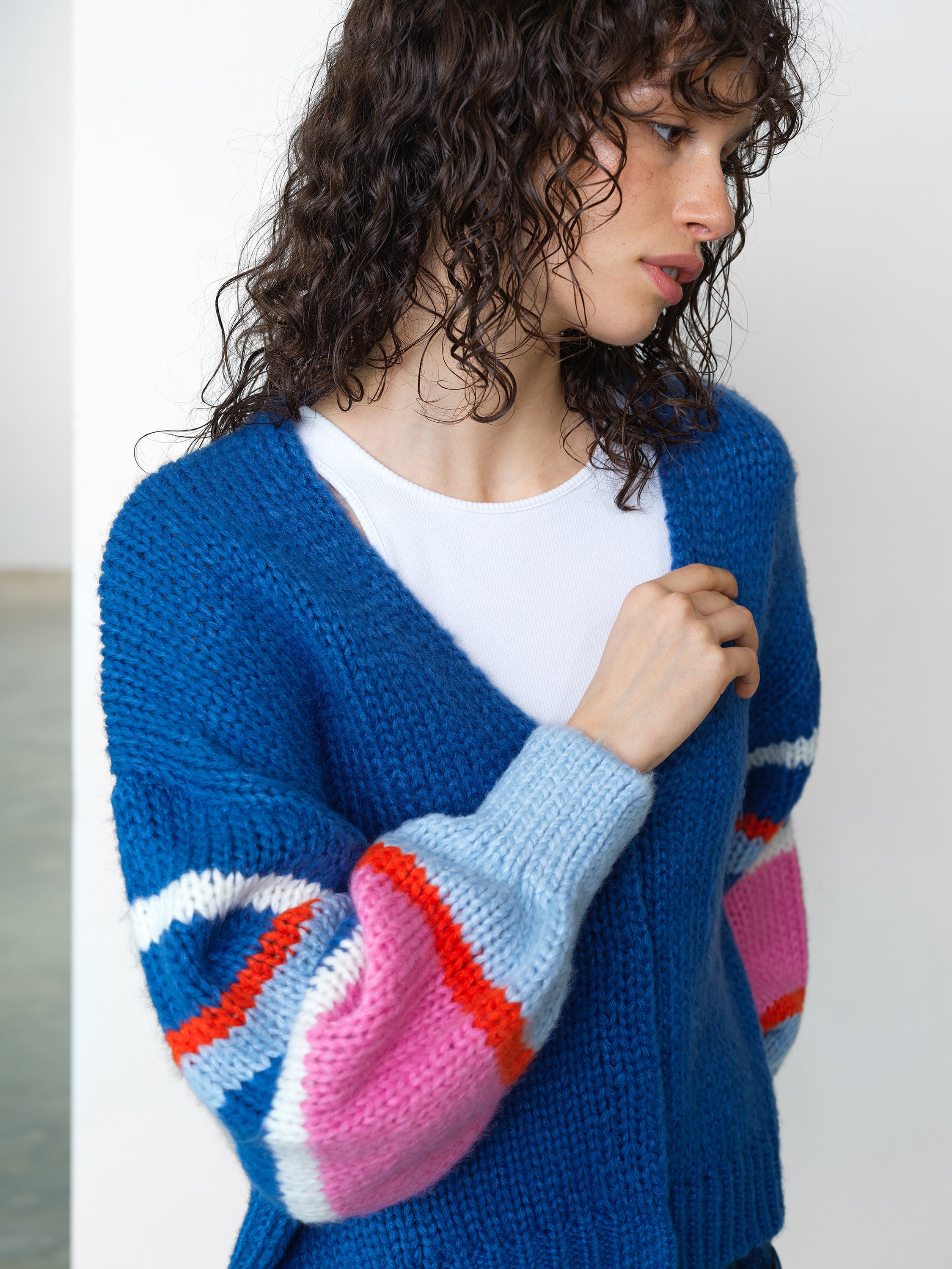 Monroe Knit Multicolour Striped Sleeve Cardigan