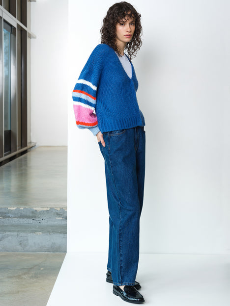 Monroe Knit Multicolour Striped Sleeve Cardigan