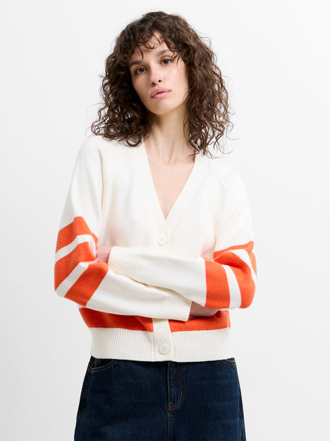 June Knit Striped Grandad Cardigan
