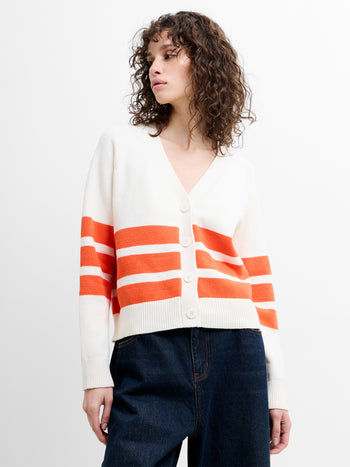 June Knit Striped Grandad Cardigan