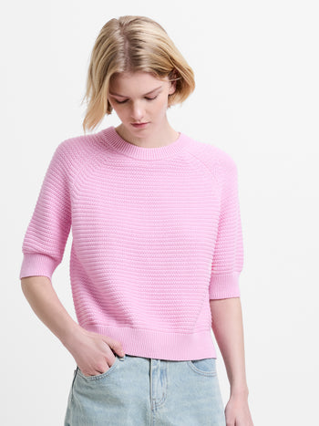 Lily Mozart Pearl Knit Light Pink Short Sleeve Jumper