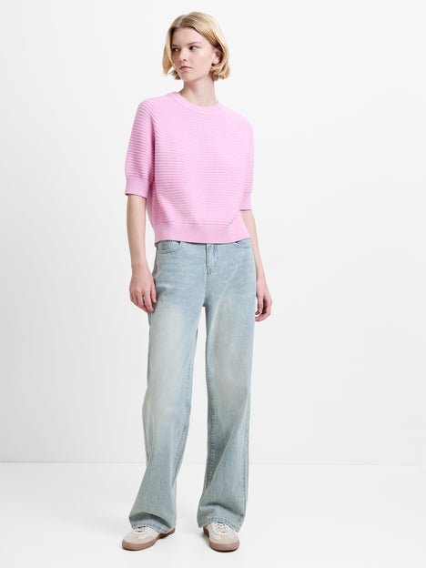 Lily Mozart Pearl Knit Light Pink Short Sleeve Jumper