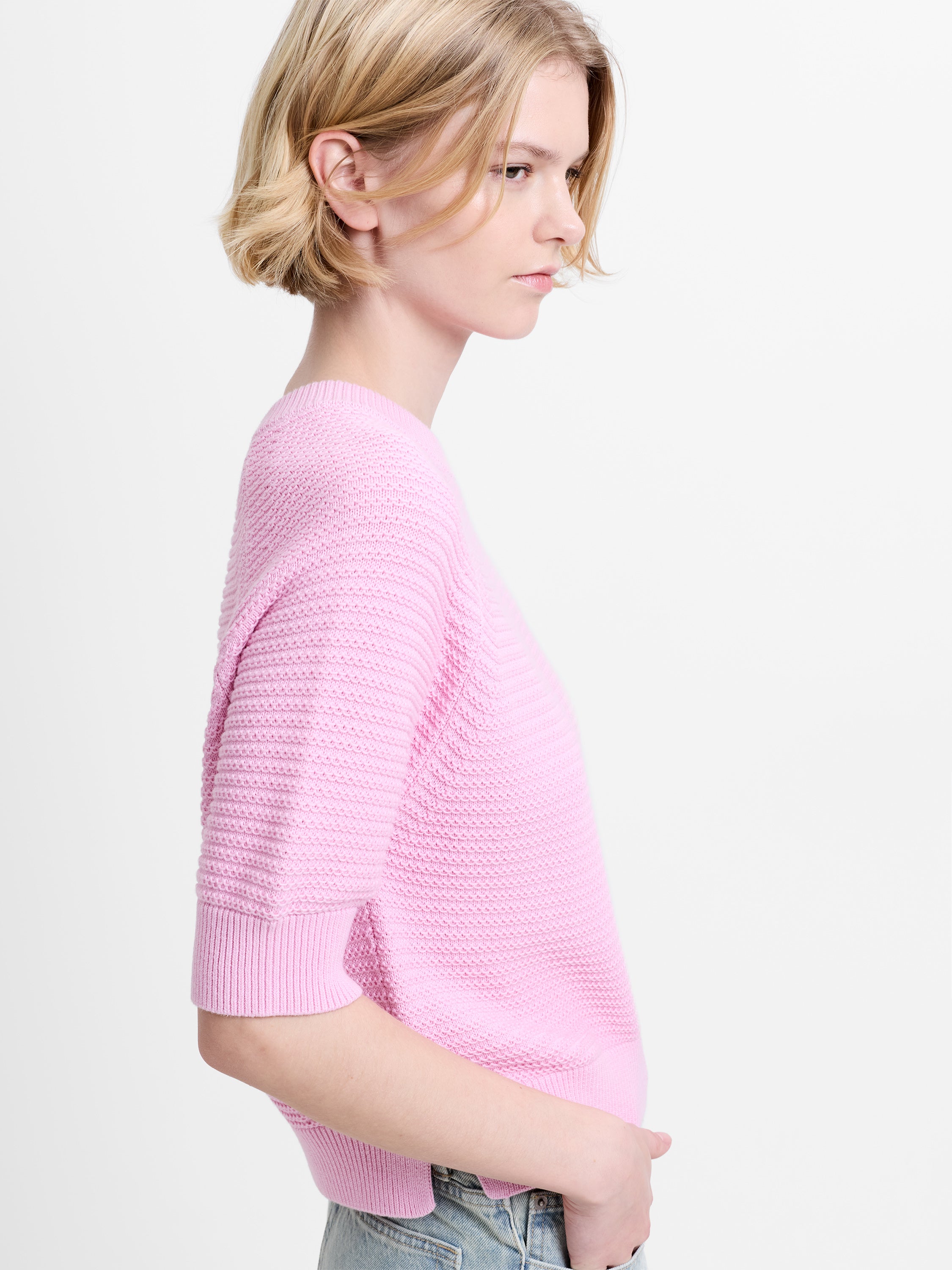 Lily Mozart Pearl Knit Light Pink Short Sleeve Jumper