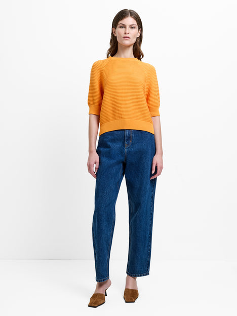 Lily Mozart Pearl Knit Orange Short Sleeve Jumper