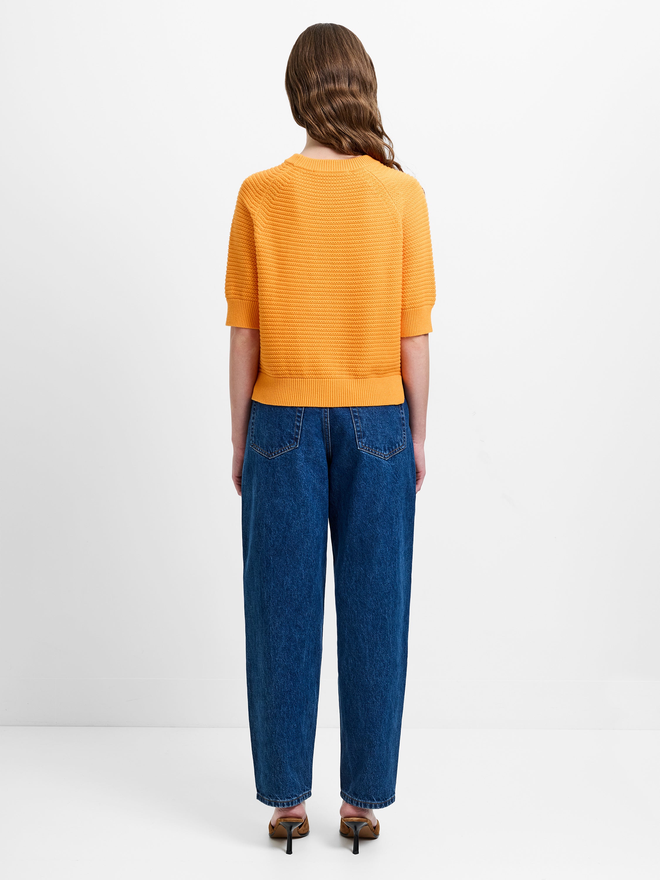 Lily Mozart Pearl Knit Orange Short Sleeve Jumper
