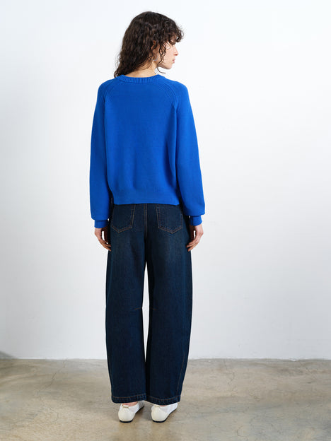 Lily Mozart Pearl Knit Blue Long Sleeve Jumper