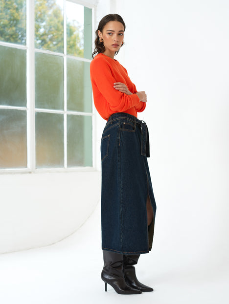 Lily Mozart Pearl Knit Orange Long Sleeve Jumper