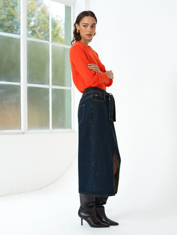 Lily Mozart Pearl Knit Orange Long Sleeve Jumper