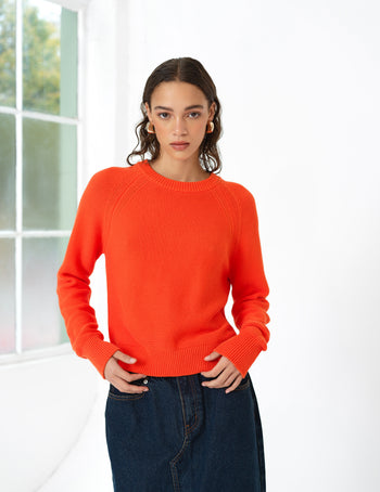 Lily Mozart Pearl Knit Orange Long Sleeve Jumper