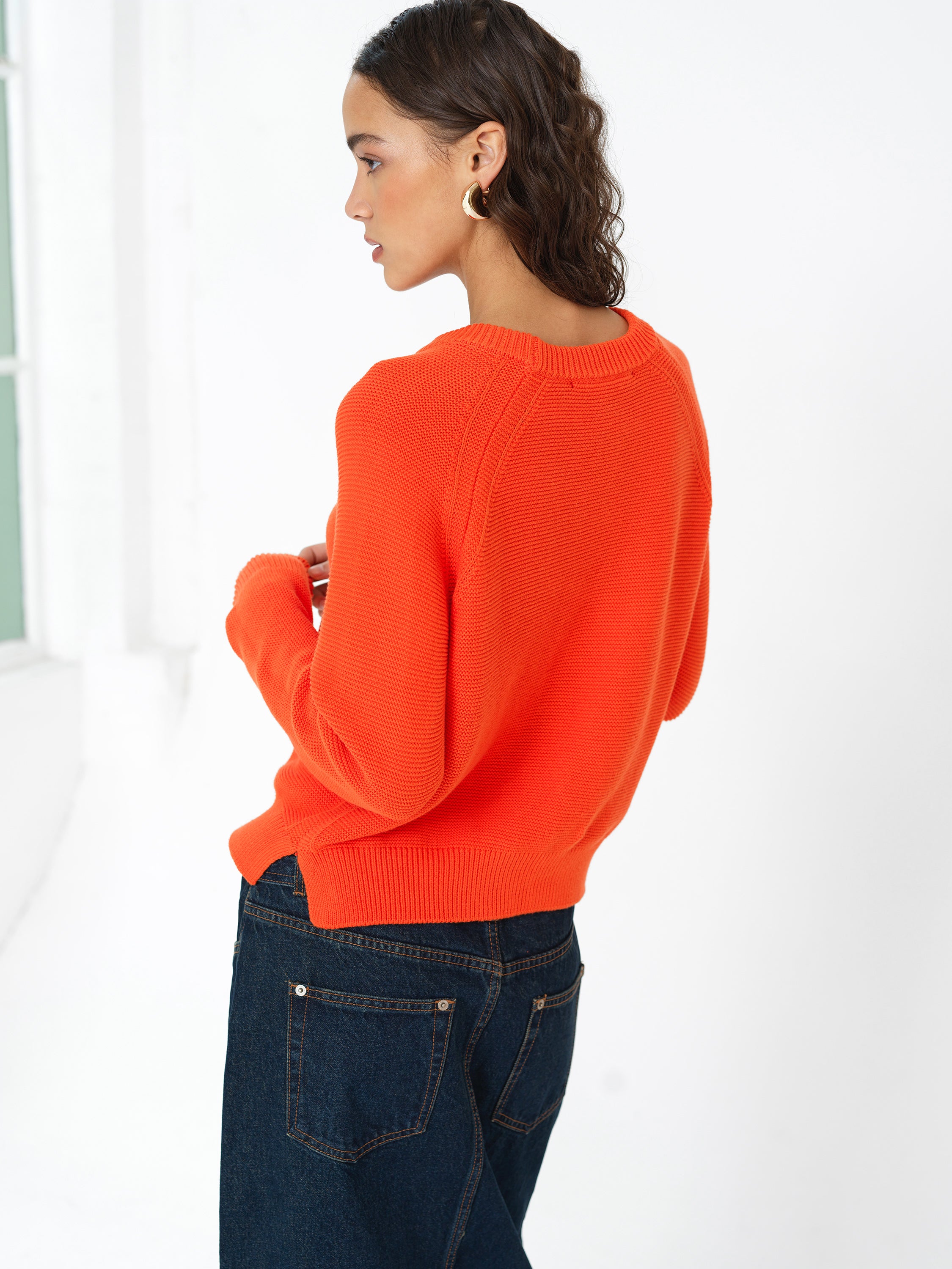 Lily Mozart Pearl Knit Orange Long Sleeve Jumper