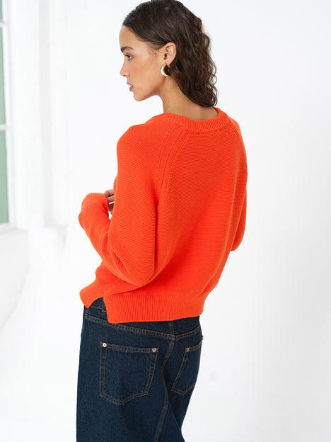 Lily Mozart Pearl Knit Orange Long Sleeve Jumper