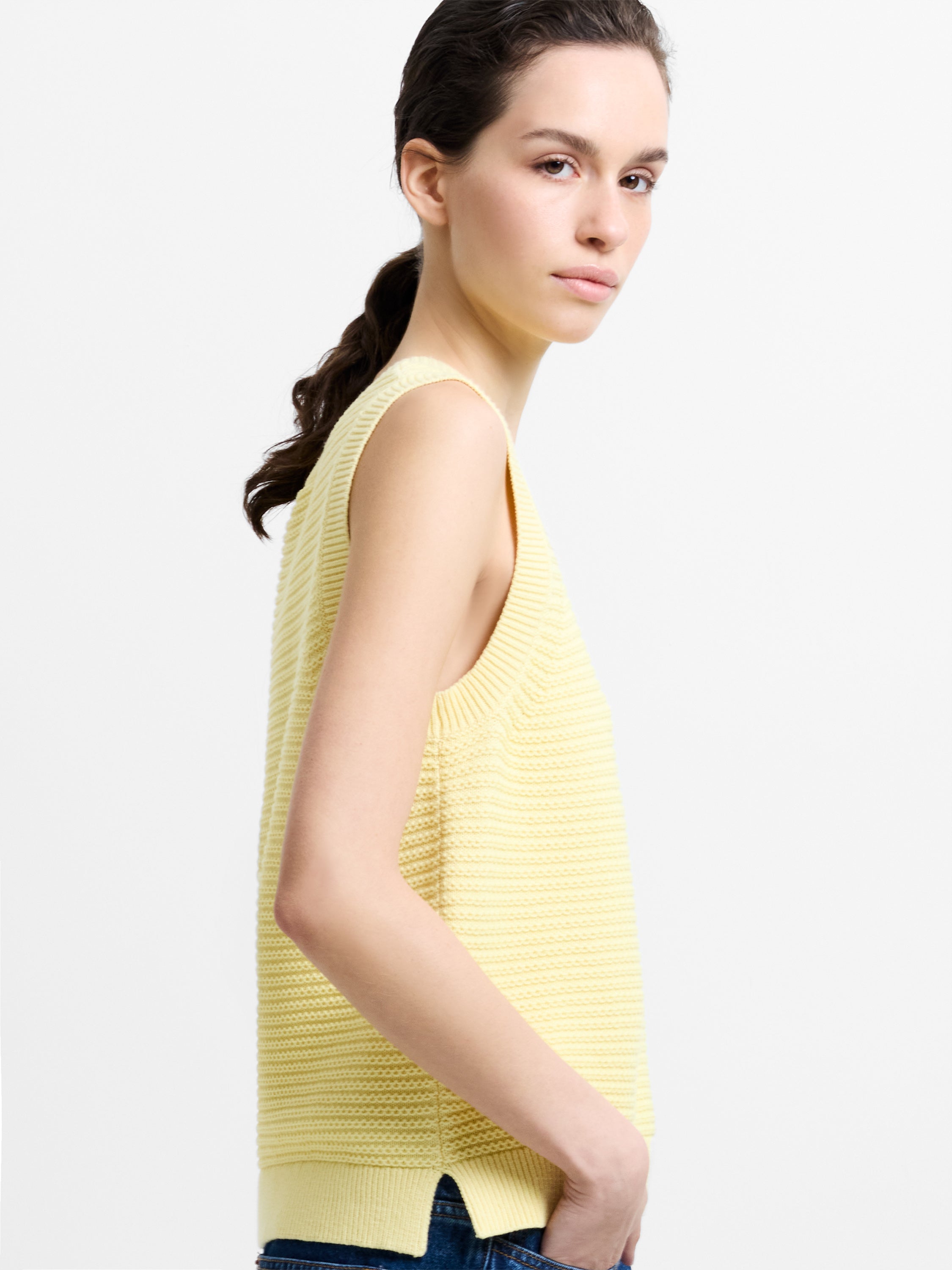 Lily Mozart Knit Butter Yellow Tank Top