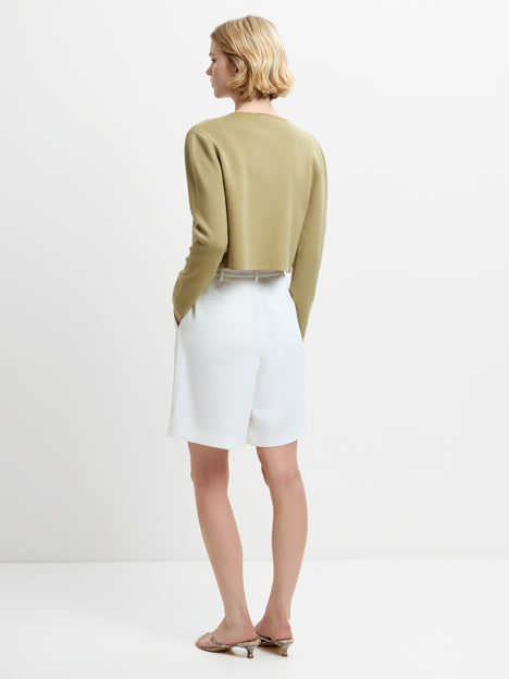 Laurie Knit Chain Trim Green Bolero Cardigan
