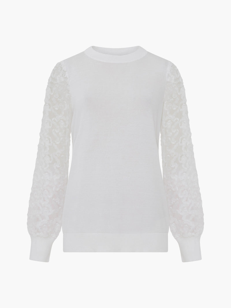 Luvy Embroidered Mesh Sleeve Jumper