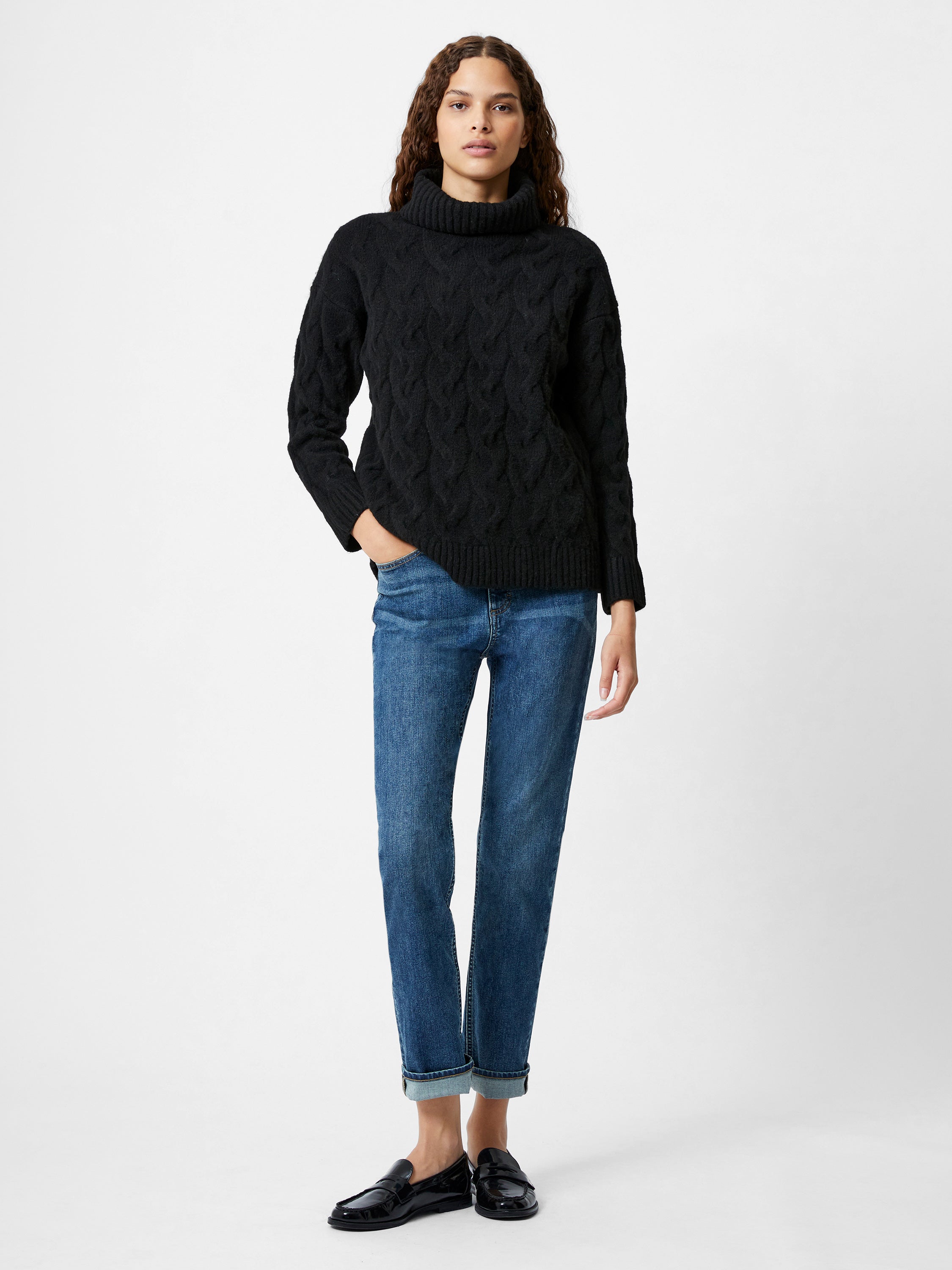 Cable Knit Roll Neck Jumper