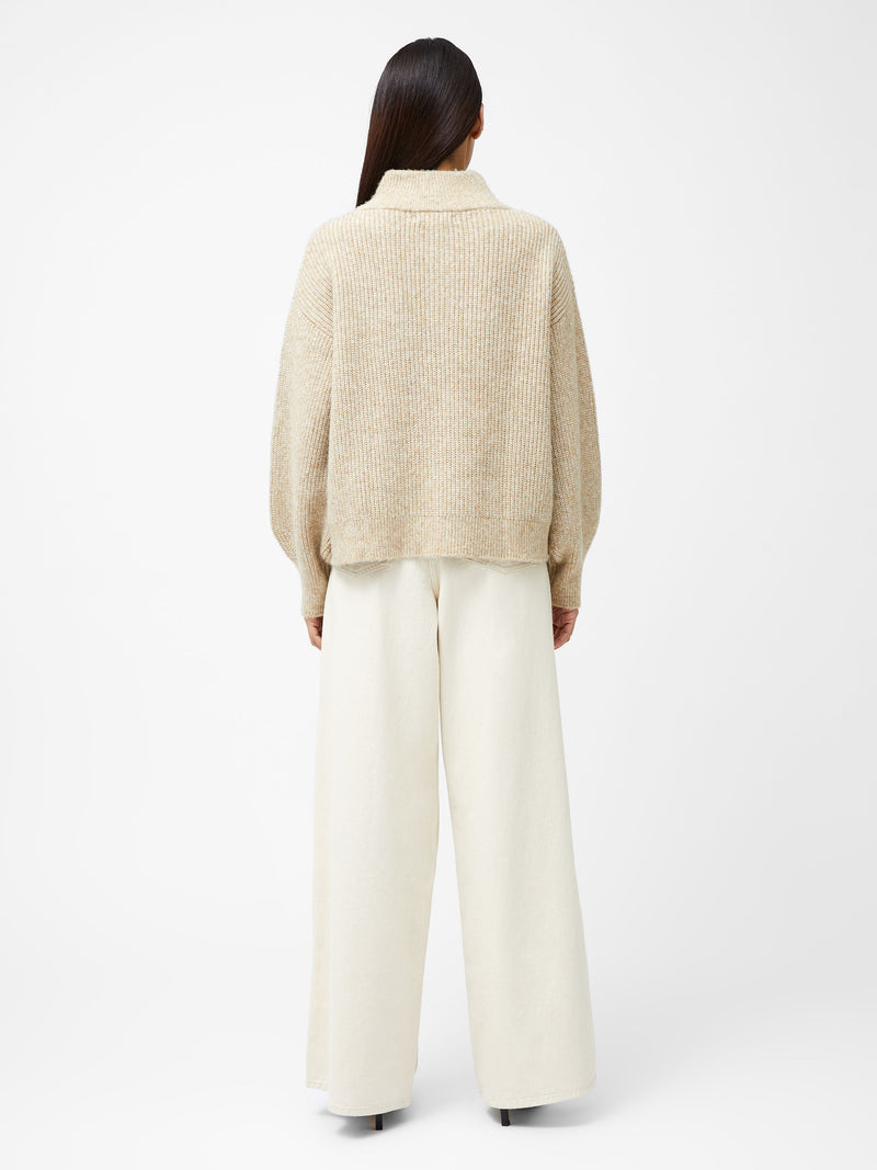 1/4 Button Drop Shoulder Jumper
