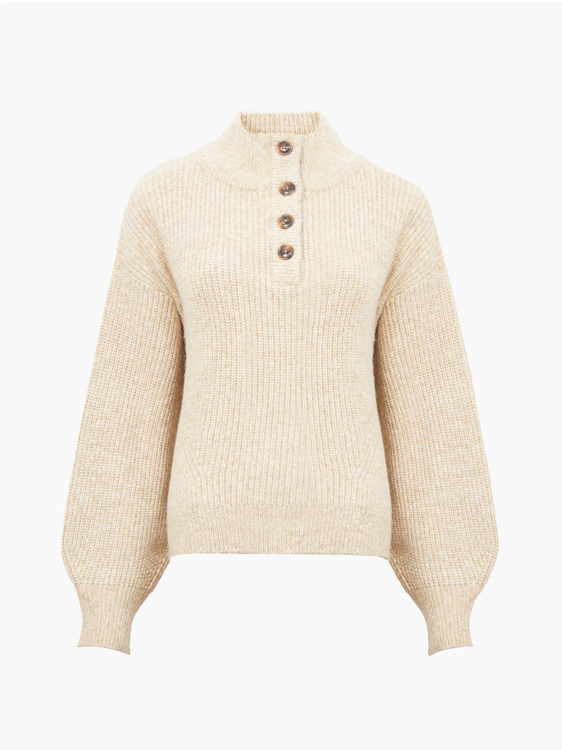 1/4 Button Drop Shoulder Jumper