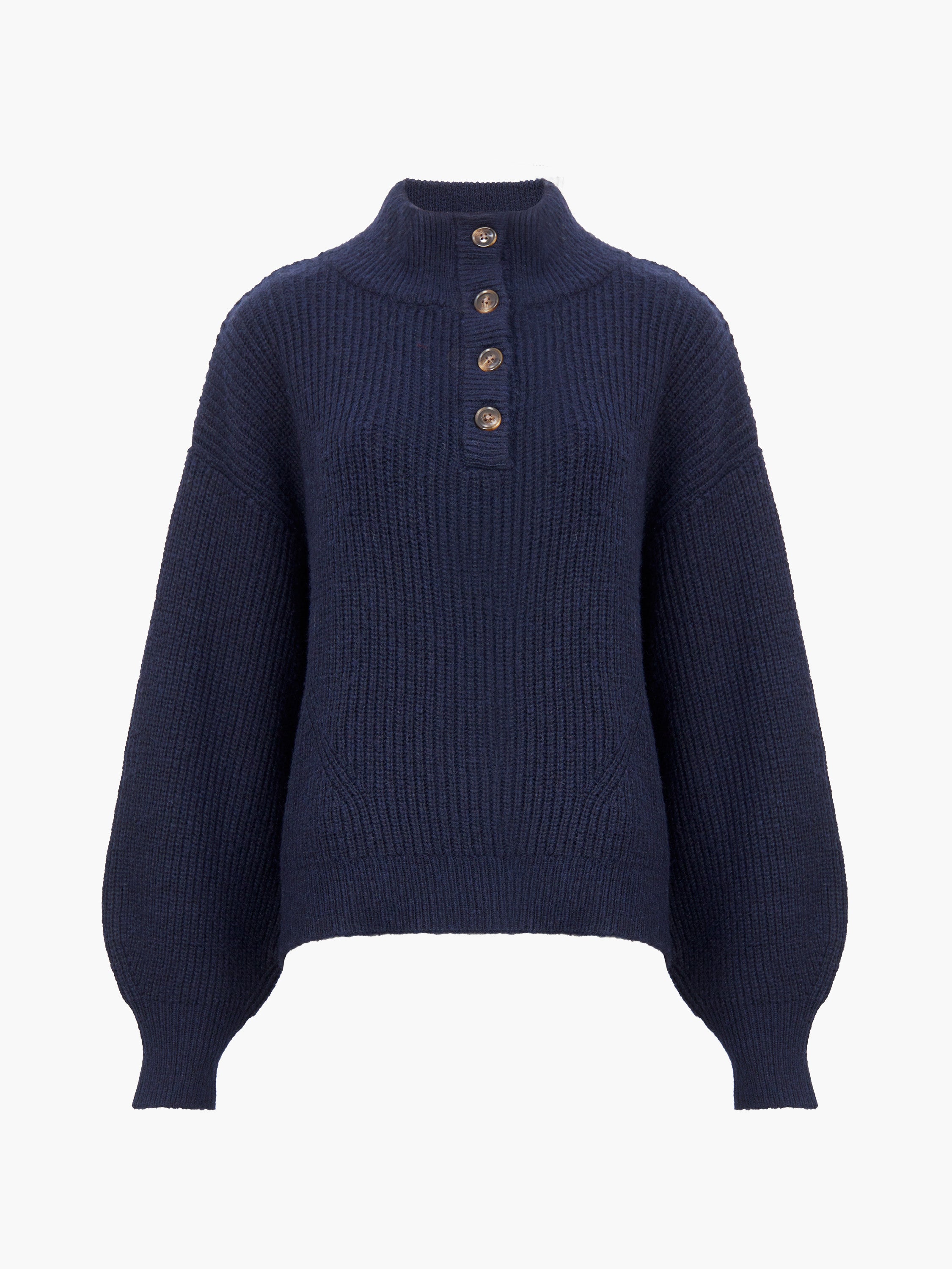 1/4 Button Drop Shoulder Jumper