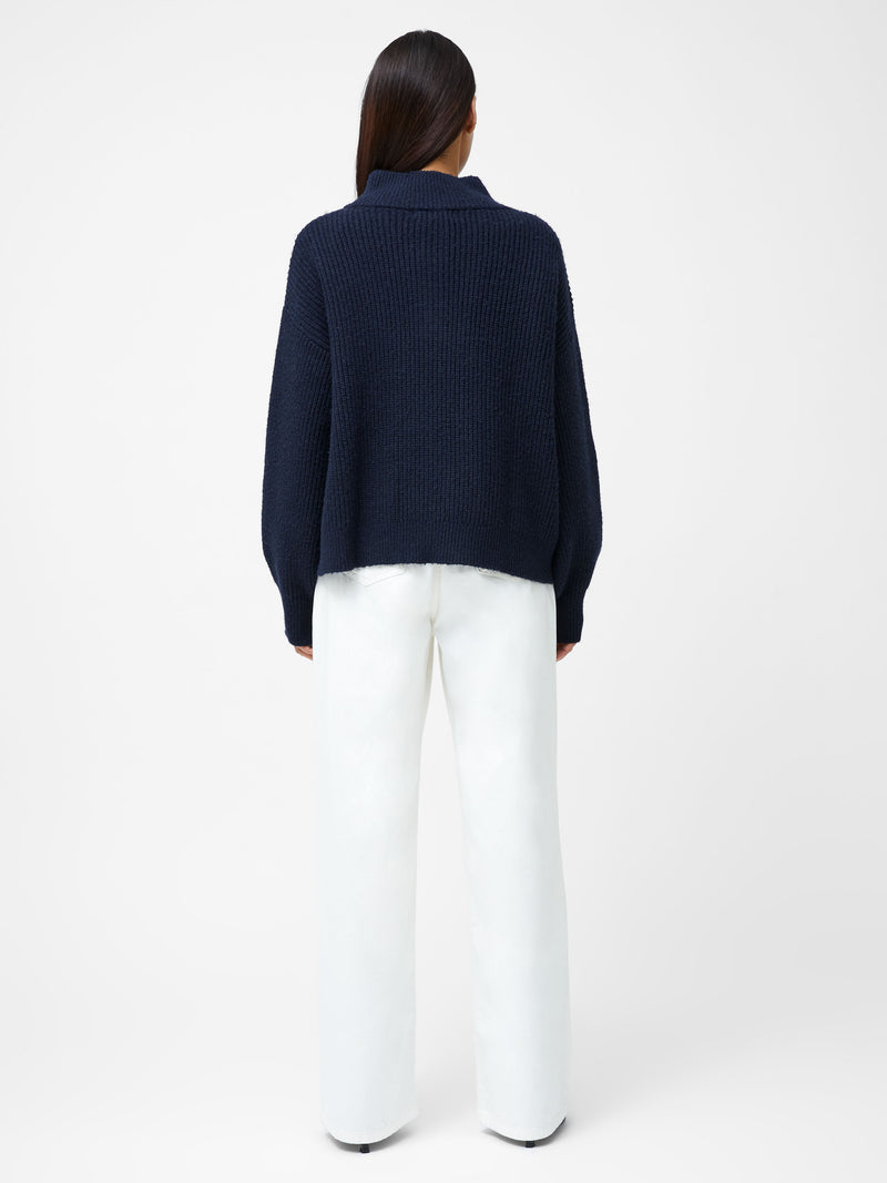 1/4 Button Drop Shoulder Jumper