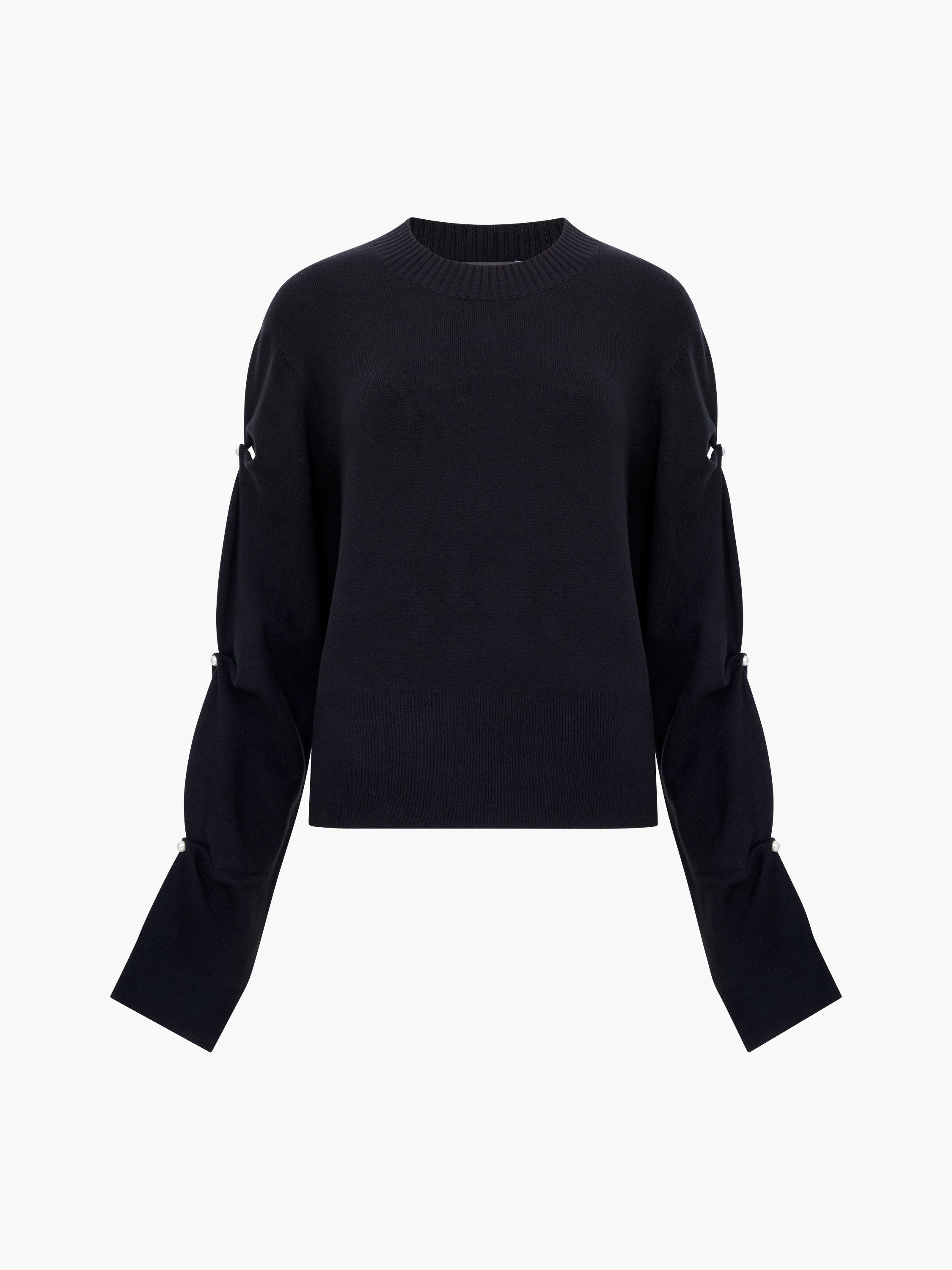 Babysoft Faux Pearl Sleeve Crew Neck Jumper