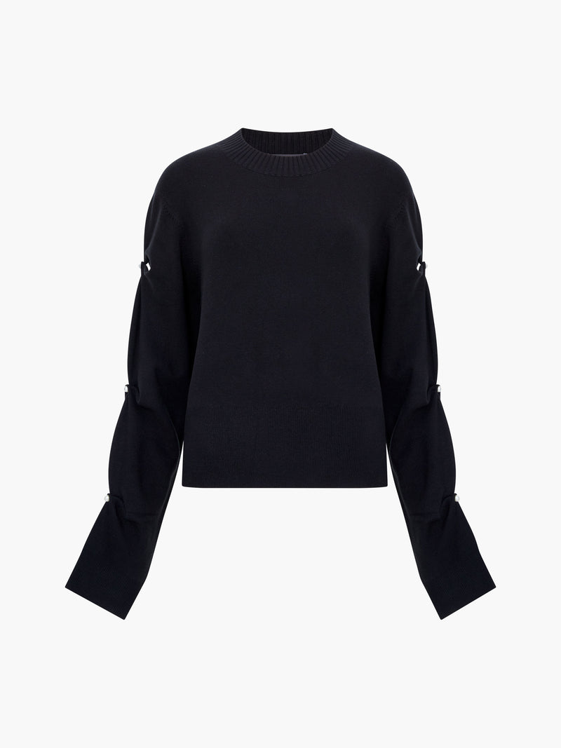 Babysoft Faux Pearl Sleeve Crew Neck Jumper