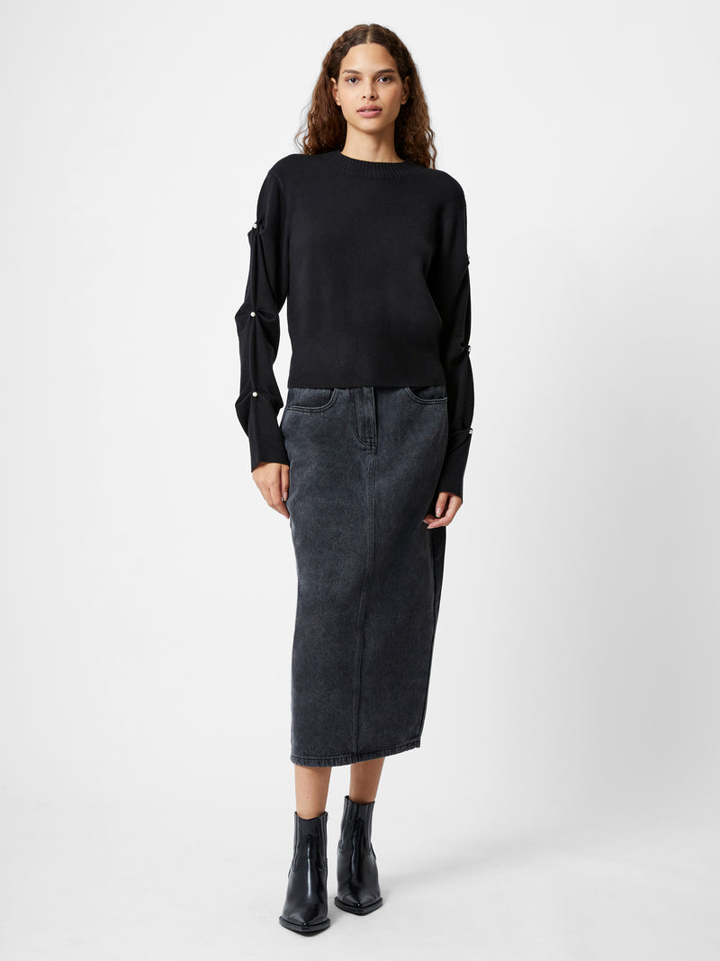 Babysoft Faux Pearl Sleeve Crew Neck Jumper