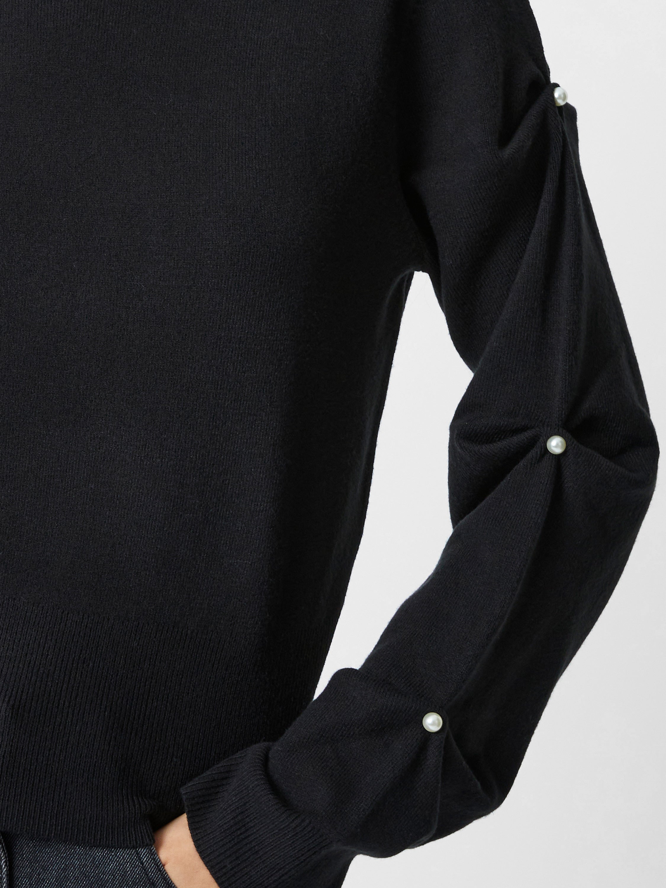 Babysoft Faux Pearl Sleeve Crew Neck Jumper