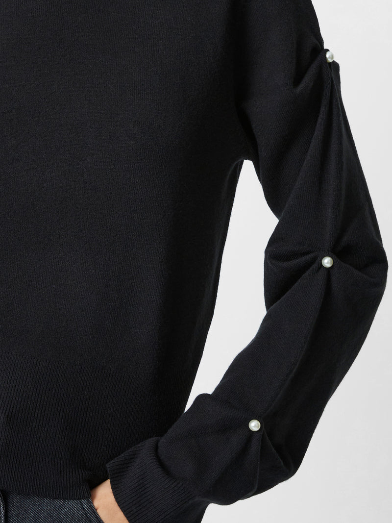 Babysoft Faux Pearl Sleeve Crew Neck Jumper