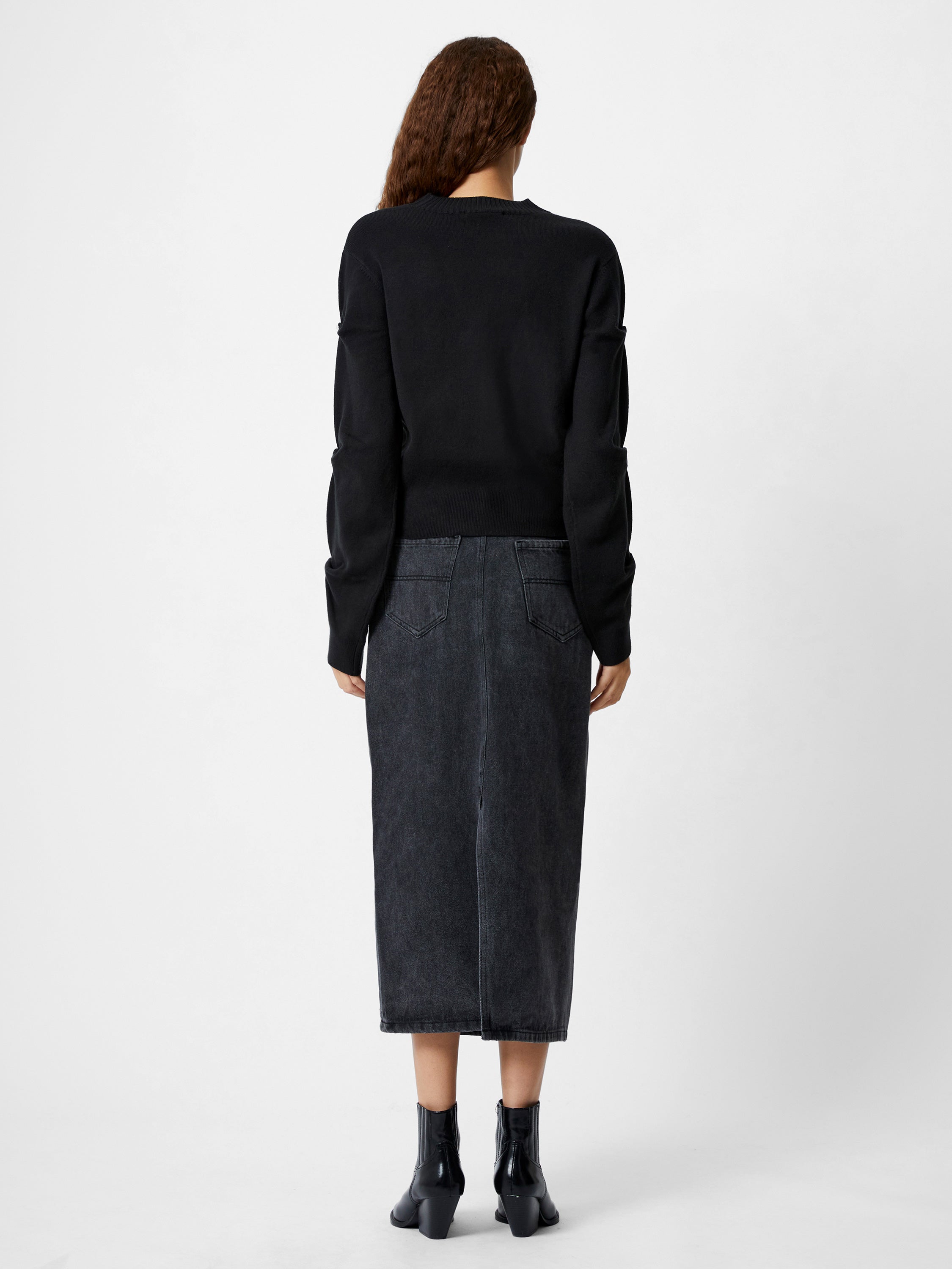 Babysoft Faux Pearl Sleeve Crew Neck Jumper