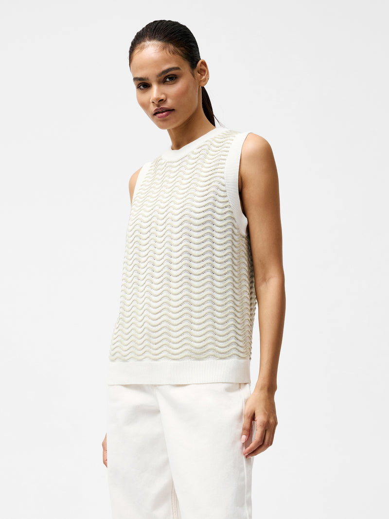 London Sleeveless Wave Knit Jumper