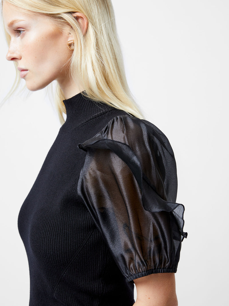 Kristine Organza Short Puff Sleeve Top