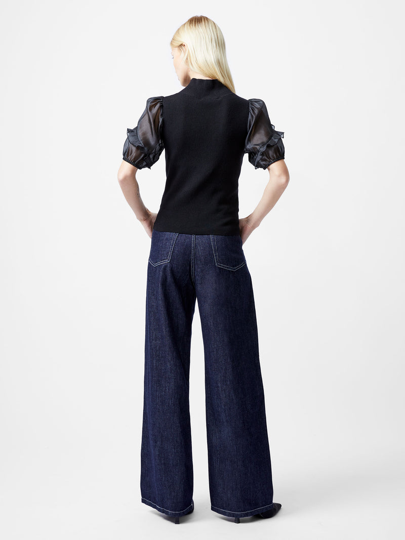 Kristine Organza Short Puff Sleeve Top