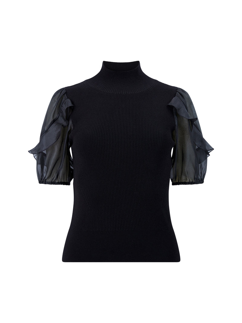 Kristine Organza Short Puff Sleeve Top