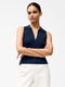 Mozza Collared V Neck Sleeveless Jumper