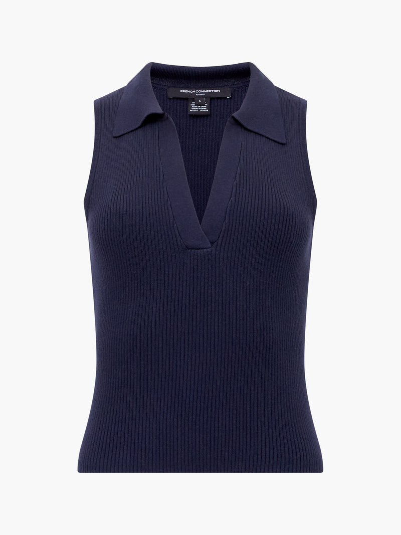 Mozza Collared V Neck Sleeveless Jumper
