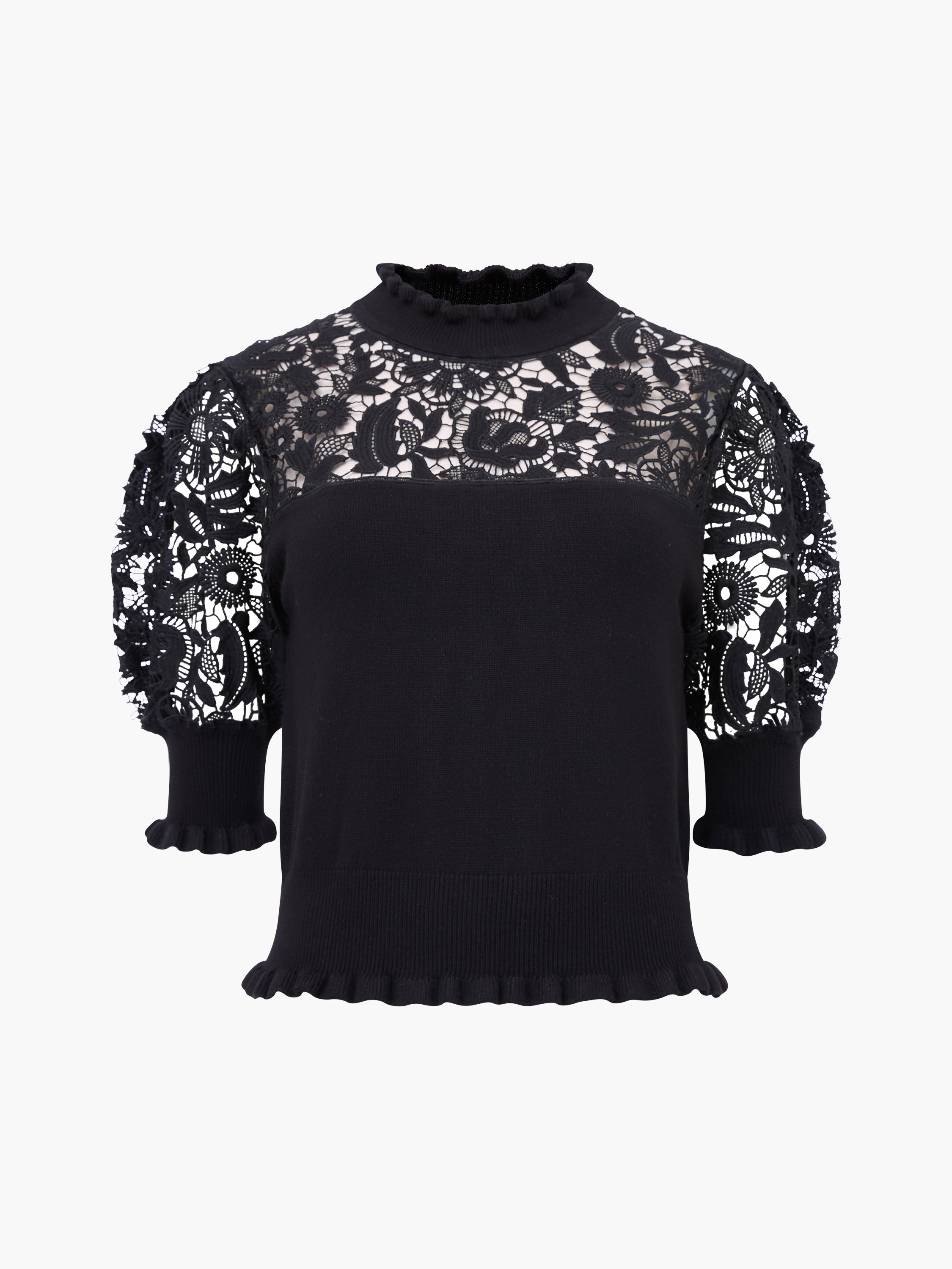 Crochet Lace Mix Knit Top