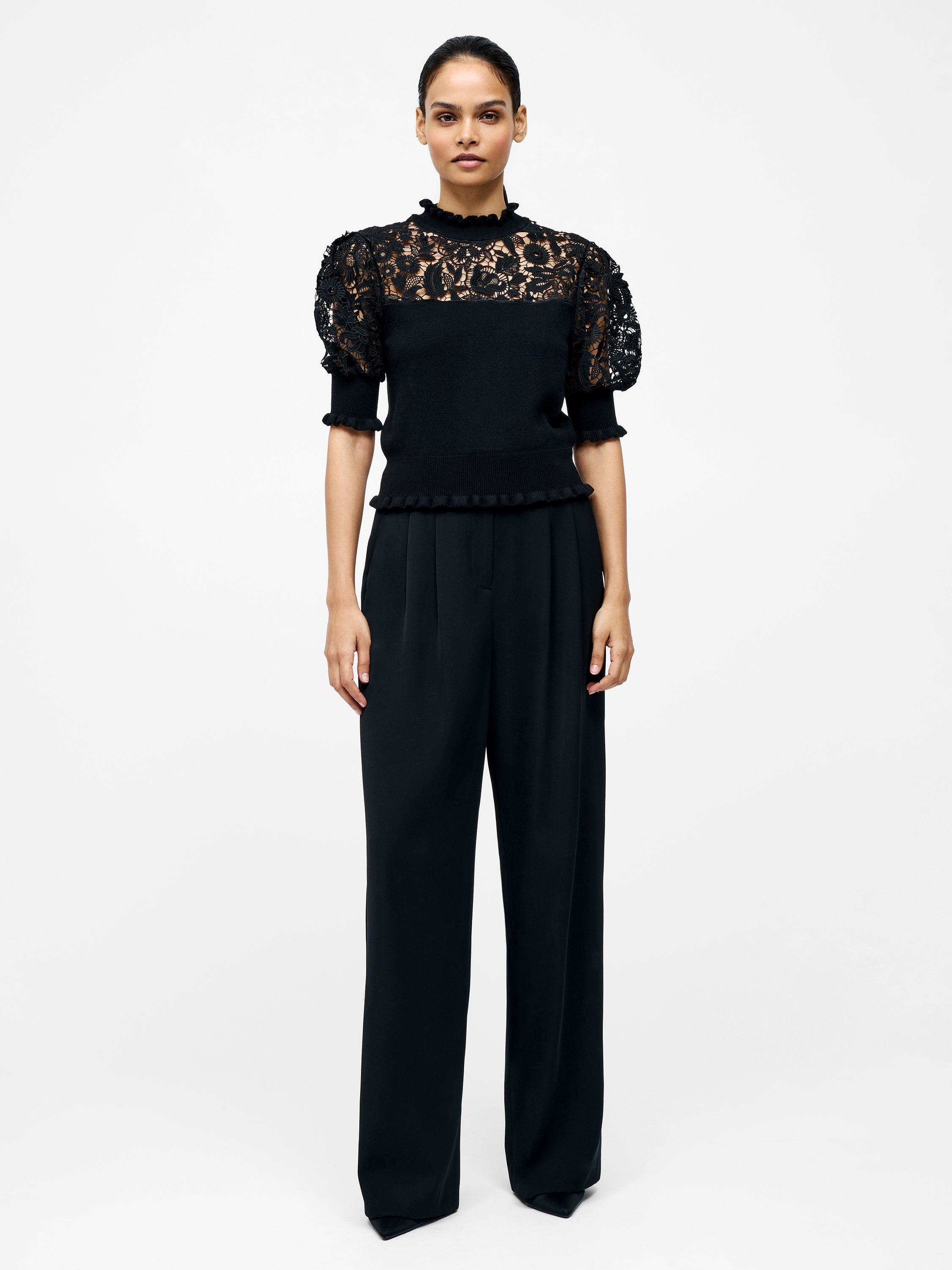 Crochet Lace Mix Knit Top