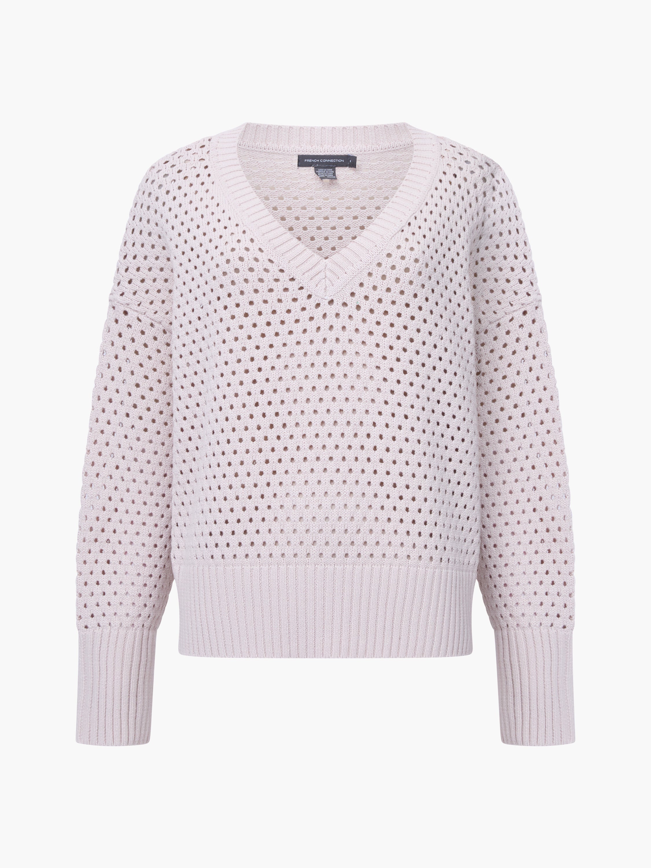 Crochet Knit V Neck Sweater